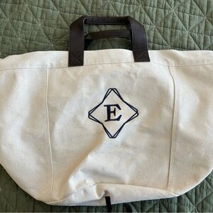Canvas Tote Bag with Monogram E